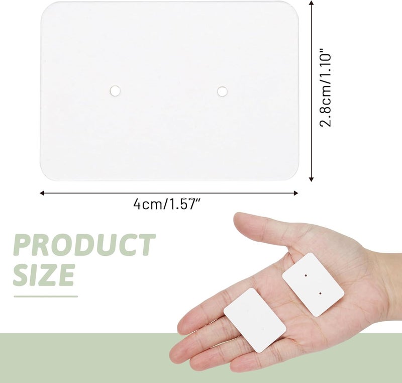 fuceury Earring Card Holder - 300 PCS Earring Display Holder Cards, 1.1"x1.6" Blank Paper Cards with 2 Holes, Earring Display Cards for Selling Earrings Necklace Jewelry DIY Crafts (White) - Image 2